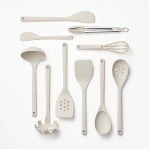 Figmint - 10pc Soft Grip Nylon Kitchen Utensil Set Gray